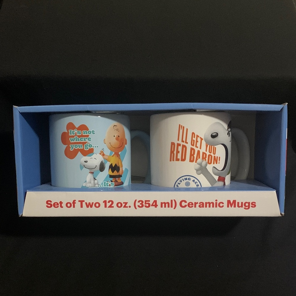 NWT Snoopy Movie Flying Ace Red Baron Charlie Brown Mug Set of 2